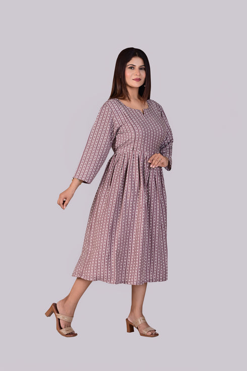 Feeding/Maternity Brown Print Dress IP2423/2BRO - 1 Piece