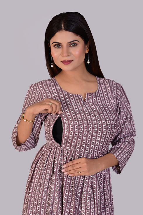 Feeding/Maternity Brown Print Dress IP2423/2BRO - 1 Piece