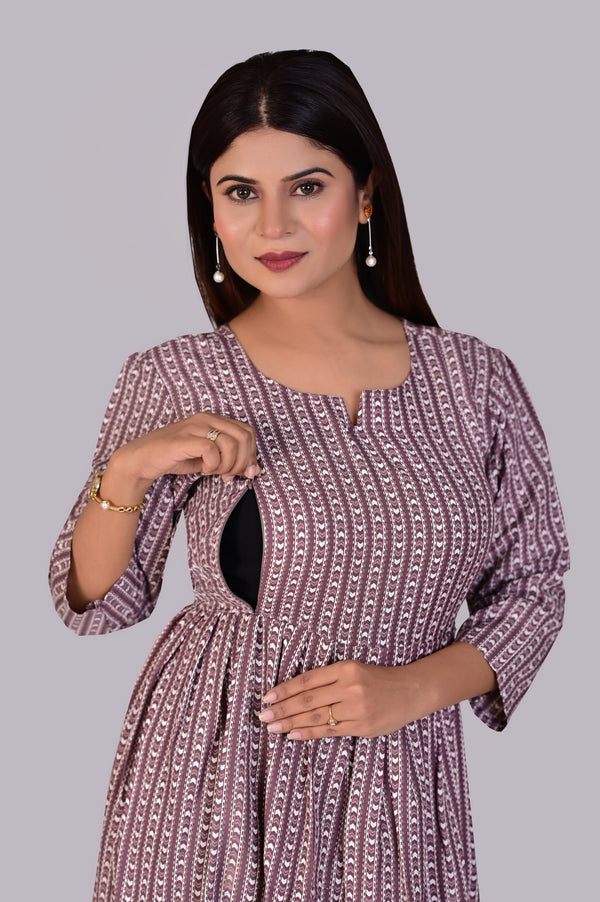 Feeding/Maternity Brown Print Dress IP2423/2BRO - 1 Piece