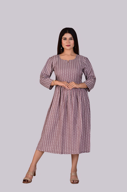 Feeding/Maternity Brown Print Dress IP2423/2BRO - 1 Piece