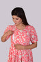 Feeding/Maternity Pink Flower Print Dress IP2424 - 1 Piece
