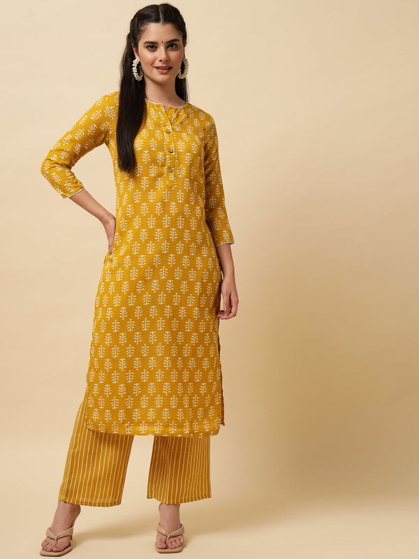 Mustard Yellow Kurti and Pant IP2435 - 2 Piece