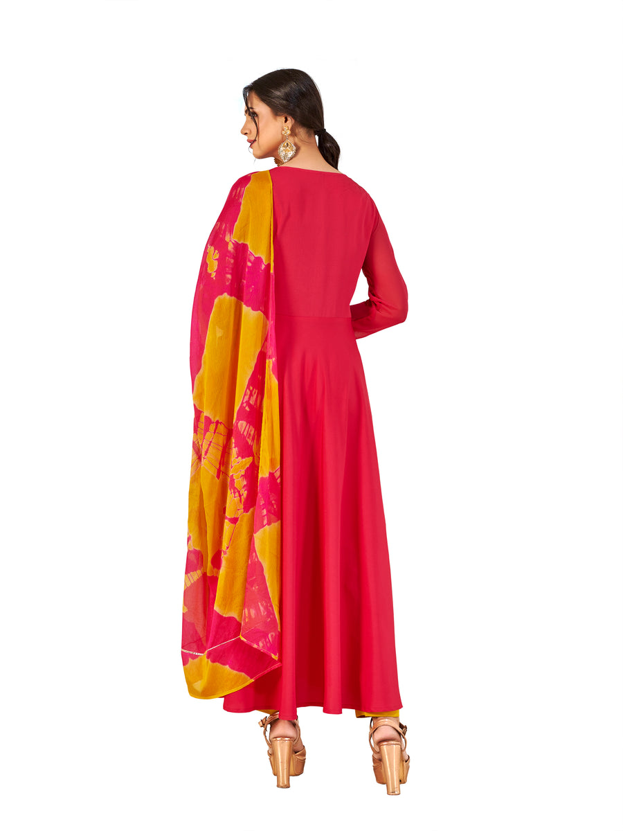 Pink Georgette Kurti with Pant & Dupatta main image 0