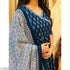 Dark Blue Printed Angarakha Kurti, Pant and Dupatta IP2426 - 3 Piece