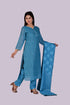 Blue Linen Kurti, Pant and Dupatta IP2422 - 3 Piece