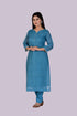 Blue Linen Kurti, Pant and Dupatta IP2422 - 3 Piece