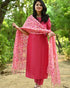 Pink Zig Zag Printed Kurti, Pant and Dupatta IP2432 - 3 Piece