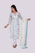 White Color Multi Color Flower Print Kurti, Pant and Dupatta IP2418 - 3 Piece