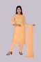 Yellow Cotton Flower Printed Kurti, Pant and Dupatta IP2419 - 3 Piece
