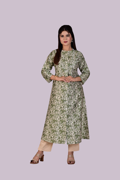 Dark Green Printed Kurti IP2403 - 1 Piece