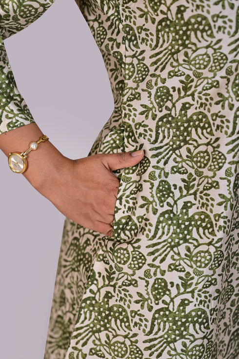 Dark Green Printed Kurti IP2403 - 1 Piece