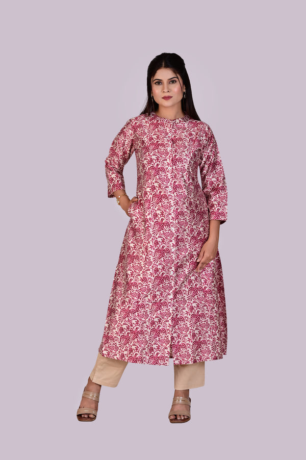 Dark Maroon Printed Kurti IP2404 - 1 Piece