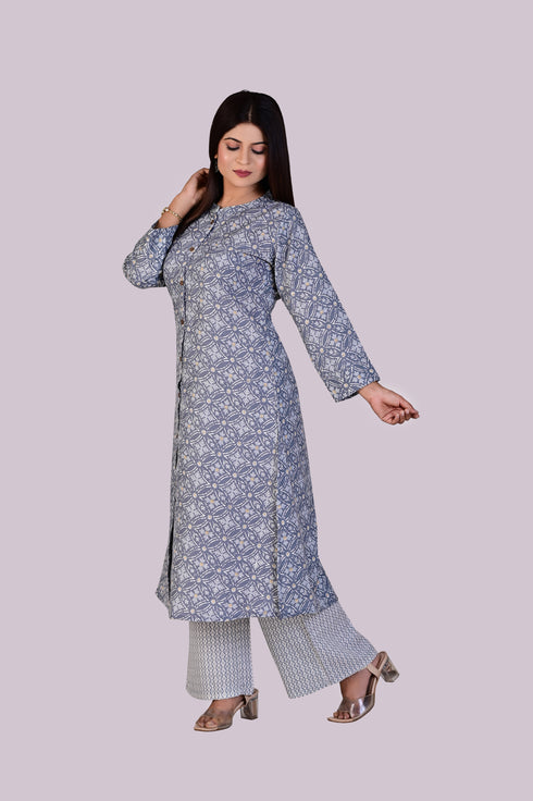 Grey Printed Kurti and Pant IP2409/1GRE - 2 Piece