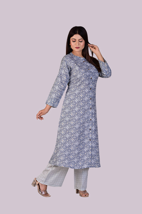 Grey Printed Kurti and Pant IP2409/1GRE - 2 Piece