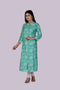 Aqua Green Flower Print Kurti IP2402 - 1 Piece