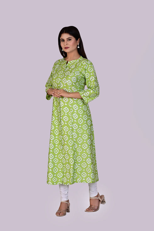 Light Green Chakra Print Kurti IP2405 - 1 Piece