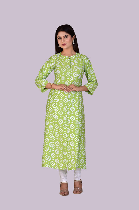 Light Green Chakra Print Kurti IP2405 - 1 Piece