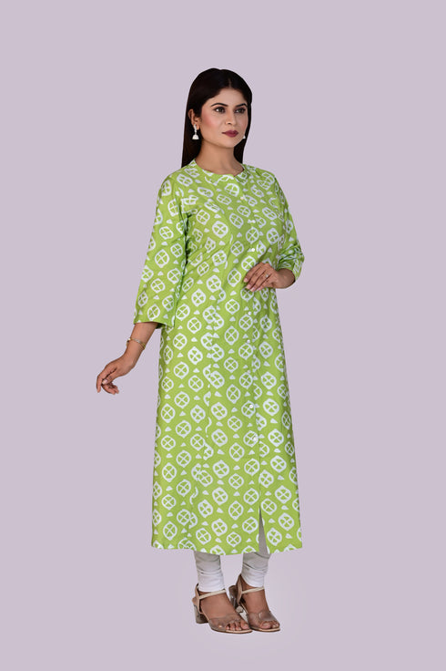 Light Green Chakra Print Kurti IP2405 - 1 Piece