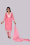 Pink Net Work Kurti, Pant and Dupatta IP2412 - 3 Piece
