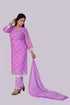 Purple Thread Work Kurti, Pant and Dupatta IP2417 - 3 Piece