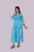 Sky Blue Flower Print Kurti and Pant IP2411/2BLU - 2 Piece