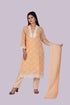 Yellow Net Work Kurti, Pant and Dupatta IP2413 - 3 Piece