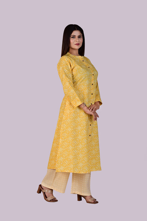 Yellow Printed Kurti and Pant IP2409/2YEL - 2 Piece