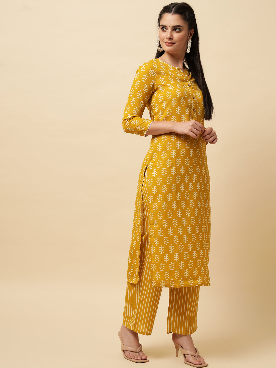 Mustard Yellow Kurti and Pant IP2435 - 2 Piece