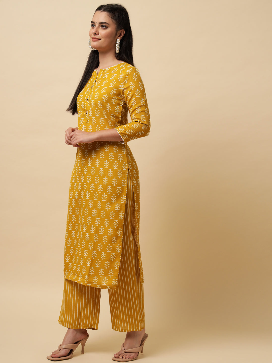 Mustard Yellow Kurti and Pant IP2435 - 2 Piece