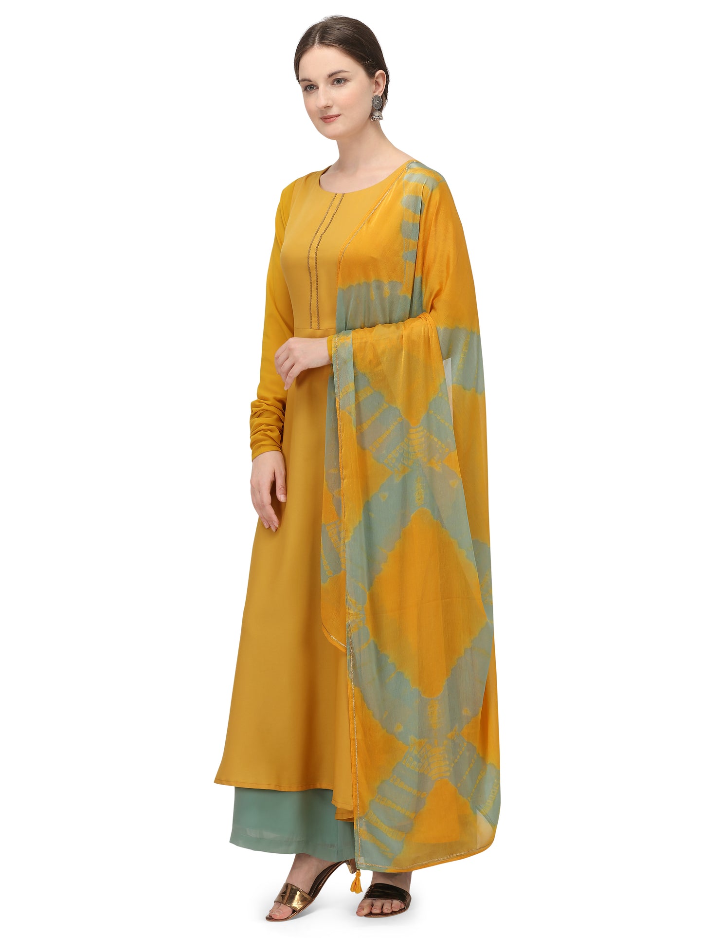 Mustard Yellow Kurti and Dupatta IP2434/2MUS - 2 Piece